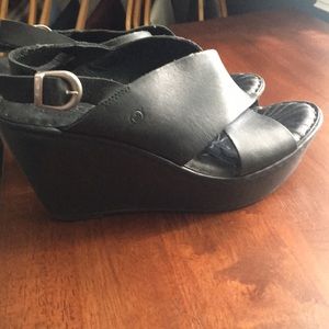 Black wedge sandals
